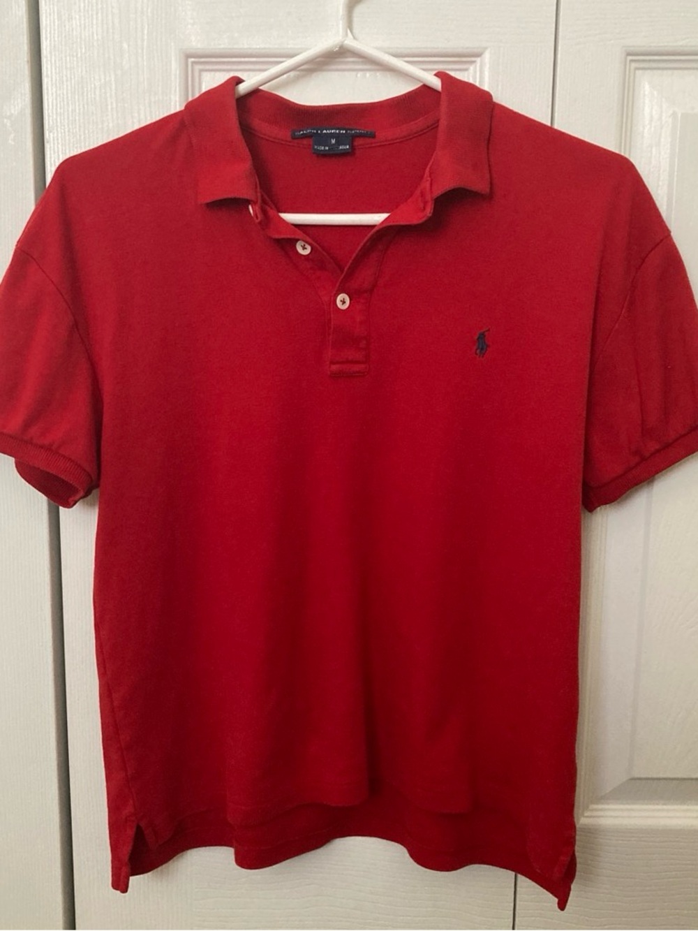 Ralph Lauren Red Short Sleeve Polo with Navy Pony Preppy Polo Like New!